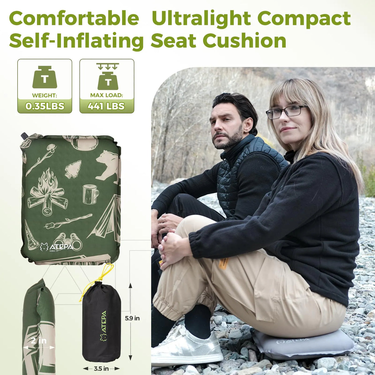 Self-inflating camping seat pad view 55