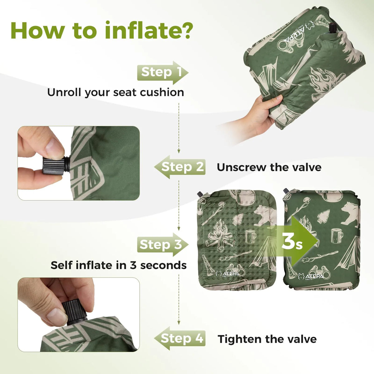 Self-inflating camping seat pad view 56