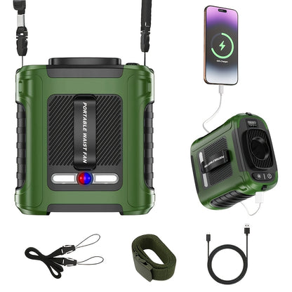 Wearable Neck Fan Rechargeable 10000mAh, 5-in-1 Portable USB Fan 22000RPM Brushless Motor, 5 Wind Speeds, LED Power Indicator, Built-in Flashlight, Hands-Free for Camping Hiking Fishing Outdoor Indoor