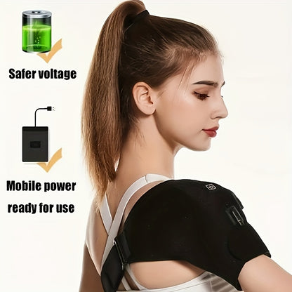 Heated Shoulder Massager with 3 Vibration Modes – USB Rechargeable, Wireless, Heat Therapy Neck Shoulder Wrap, Gift for Men Women Seniors