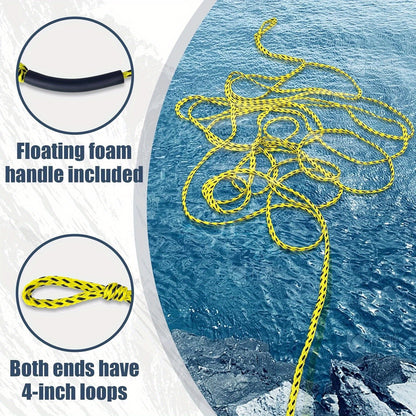 Floating Tow Rope 60ft for Towable Tubes, 2000 lbs, Green Blue