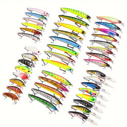 Minnow Fishing Lures Set 43pcs – Plastic Crankbait Hard Baits for Freshwater & Saltwater Angling