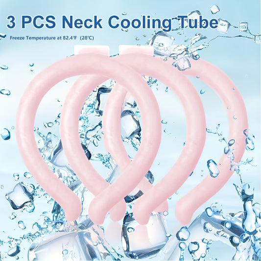 Cooling Neck Ring 3-Pack – Wearable Ice Gel Tube Wrap for Hot Weather, Outdoor Sports, Heat Relief & Hot Flashes, Freezes at 28°C, Hands-Free Summer Cooling for Men & Women