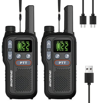 Long Range Walkie Talkies for Adults, BAOFENG 22 FRS Channels LCD Display VOX Hands-Free, USB-C Rechargeable Li-ion Battery, 2-3 Mile Range, for Hiking Camping Family Outdoor Emergency