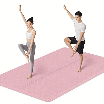 Extra Large TPE Yoga Mat 6’×4’ – 10mm Extra Thick Non-Slip Exercise Mat with Alignment Lines, Double-Sided Grip, 24 Sq Ft Professional Yoga Mat for Women & Men, Home Workout, Pilates & Gym