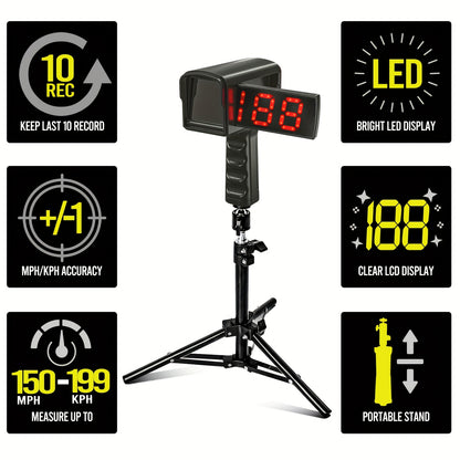 Baseball Radar Gun – LED & LCD Display, Handheld or Tripod Mount
