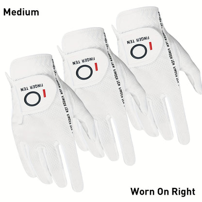 Wet Weather Golf Gloves Rain Grip 3-Pack for Men | Breathable Water-Resistant Golf Gloves for Left & Right Hand – Durable Comfortable Fit in Hot & Wet Conditions (Black, Gray, White | S–3XL)