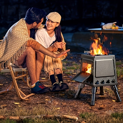 Wood Burning Campfire Stove – Heavy Duty Outdoor Camp Stove with Sturdy Legs & Air Vents for Hiking Backpacking Picnic BBQ Travel