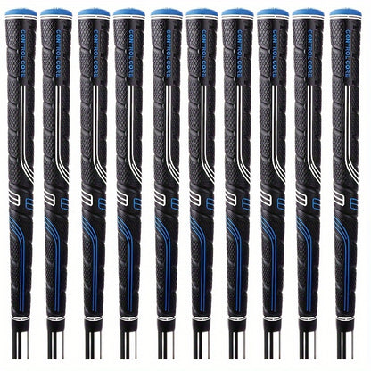 Oversized Golf Grips 10-Pack | Jumbo Blue Soft Rubber Anti-Slip Golf Club Grips for Iron & Wood Clubs – Ergonomic Precision Control Design for All Skill Levels with Custom Texture & Enhanced Durability