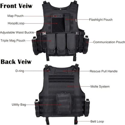 Tactical Outdoor Training Vest for Men Women – Lightweight Protective Hiking Vest with Multi-Pocket Design, Breathable & Adjustable, Ideal for Trekking Camping Hunting Fishing