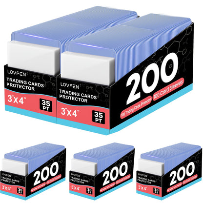 Card Toploads & Sleeves 3x4 Hard Plastic Combo - 100/200/500/2000 Count Regular Top Loading Card Holders for Baseball Football Sports Trading Cards