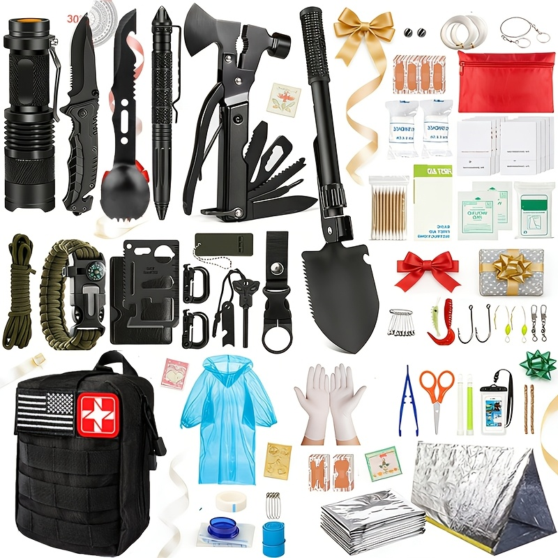 Outdoor Survival Tool Kit 180/252pcs Multifunctional Camping Gear Set for Men Hiking Backpacking Emergency Preparedness Adventure Equipment