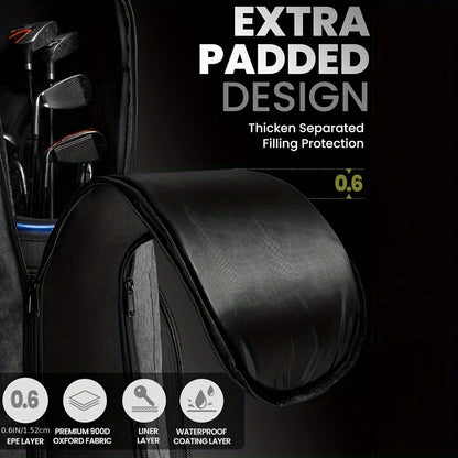 Golf Travel Bag with Reinforced Inline Wheels - 900D Heavy-Duty Oxford Padded Golf Club Travel Case with Shoes & Accessories Compartment, Foldable Airline-Approved Golf Bag for Men, 49.2 Inch
