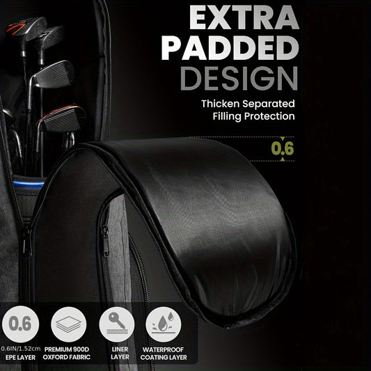 Golf Travel Bag with Reinforced Inline Wheels - 900D Heavy-Duty Oxford Padded Golf Club Travel Case with Shoes & Accessories Compartment, Foldable Airline-Approved Golf Bag for Men, 49.2 Inch