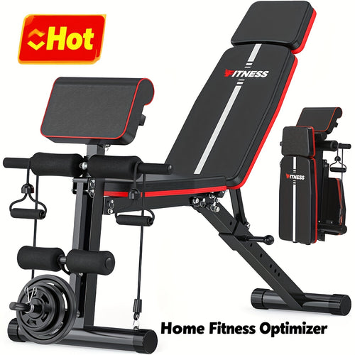 Adjustable Weight Bench 6-in-1 Foldable – Flat Incline Decline, Resistance Bands, Preacher Curl & Leg Developer, 770lb Capacity – Home Gym Strength Training Bench