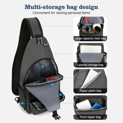 Sling Bag 2 Pack Lightweight Crossbody Backpack for Men Women Oxford Chest Shoulder Daypack Hiking Travel Casual Outdoor Bag Set Dark Grey Light Grey