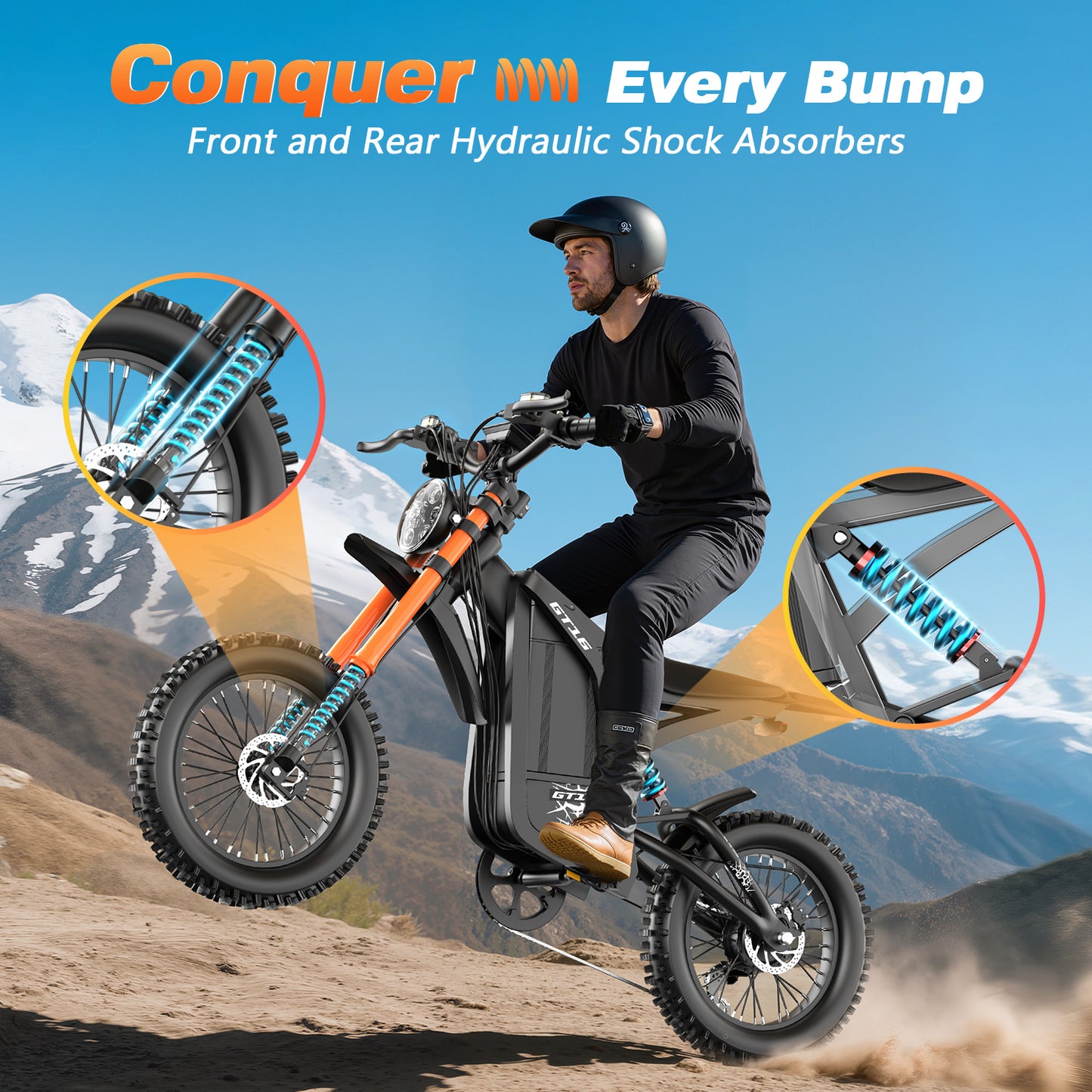 Electric Mountain Dirt Bike GT16 – 749W 48V 25AH, 27.9MPH Off-Road
