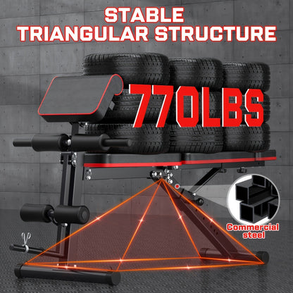 Adjustable Weight Bench 6-in-1 Foldable – Flat Incline Decline, Resistance Bands, Preacher Curl & Leg Developer, 770lb Capacity – Home Gym Strength Training Bench