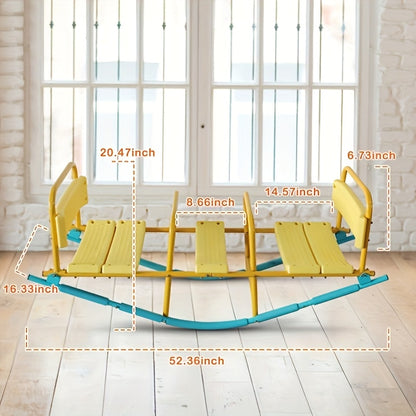 Kids Metal Teeter Totter 2-in-1 Seesaw & Rocker for Boys and Girls – 1 to 3 Person Indoor Outdoor Rocking Seesaw, Heavy-Duty Playground Equipment for Backyard, Lawn & Playroom