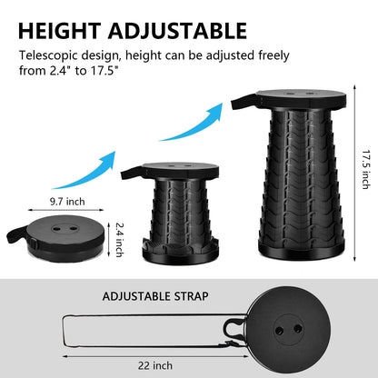 Portable Folding Camping Stool with 12 Height Settings – 400 lbs Capacity