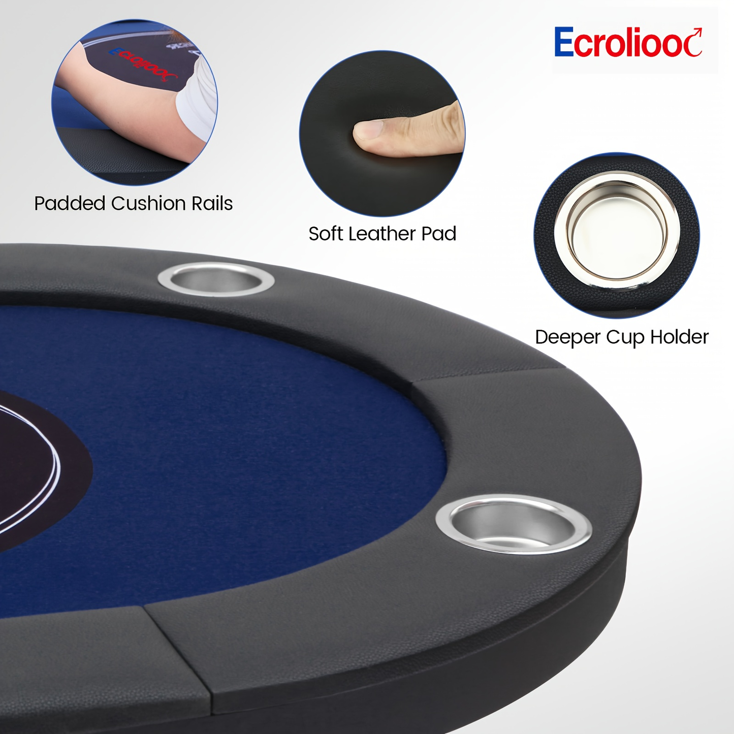 Folding Poker Table for 8 Players – 71 Inch Texas Holdem Table with Collapsible Legs, Classic Felt Surface, Padded Cup Holder Rails & Portable Design for Home Game Night