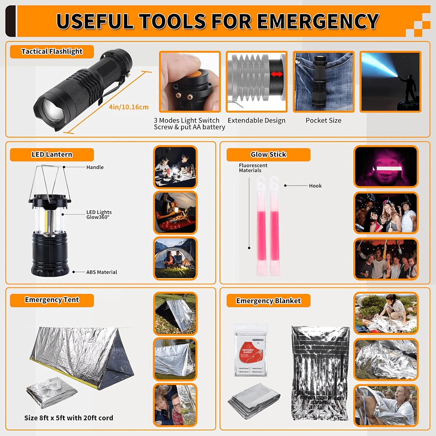 Outdoor Survival Tool Kit 180/252pcs Multifunctional Camping Gear Set for Men Hiking Backpacking Emergency Preparedness Adventure Equipment