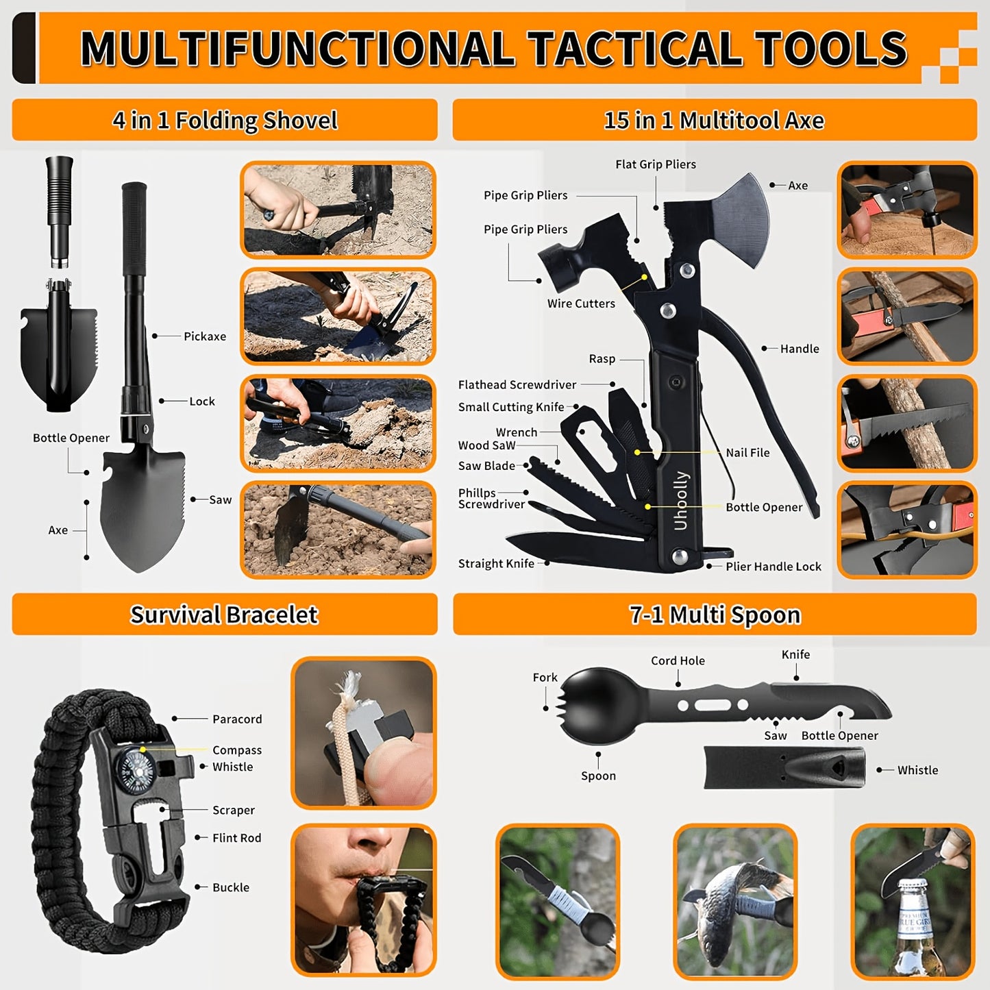 Outdoor Survival Tool Kit 180/252pcs Multifunctional Camping Gear Set for Men Hiking Backpacking Emergency Preparedness Adventure Equipment