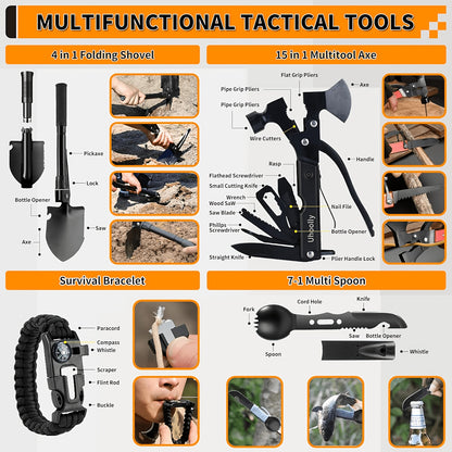 Outdoor Survival Tool Kit 180/252pcs Multifunctional Camping Gear Set for Men Hiking Backpacking Emergency Preparedness Adventure Equipment
