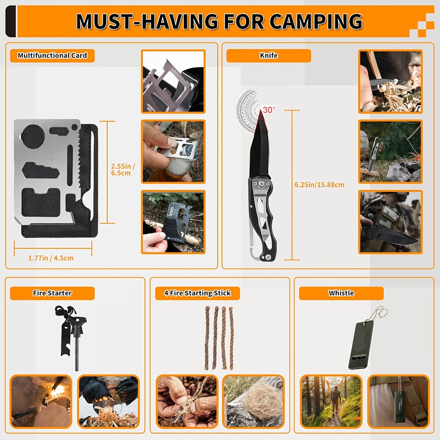 Outdoor Survival Tool Kit 180/252pcs Multifunctional Camping Gear Set for Men Hiking Backpacking Emergency Preparedness Adventure Equipment