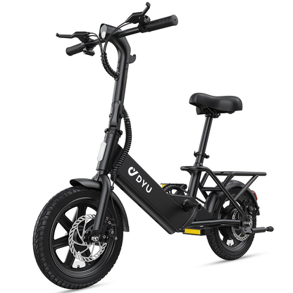 14-Inch Mini Folding Electric Bike for Adults & Teens – Commuter City E-Bike with 350W Peak 500W Motor, 36V 7.5Ah Removable Battery, 3-Level Pedal Assist, Dual Disc Brakes & LCD Display