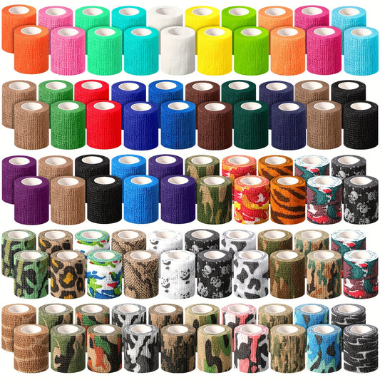 Cohesive Bandage Wrap 100 Rolls – 2 Inch x 5 Yards Self-Adhesive Elastic Athletic Tape for Wrist, Ankle & Sports Support | Non-Woven Medical Wrap, Colorful