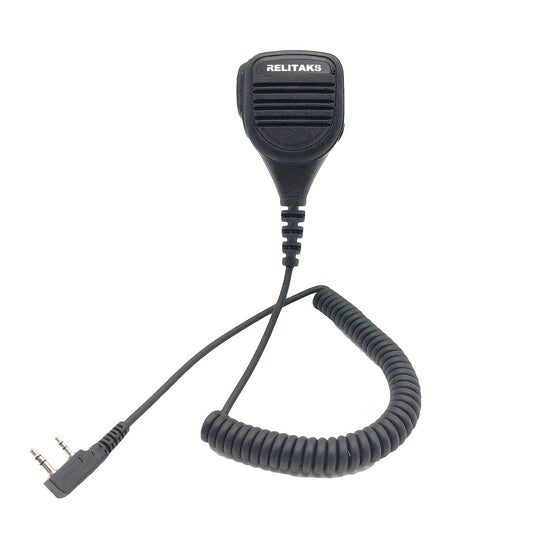 RELITAKS Handheld Two-Way Radio Speaker Mic – K-Head Connector, Coiled Cord, Compatible with Baofeng, TYT & More, No Battery