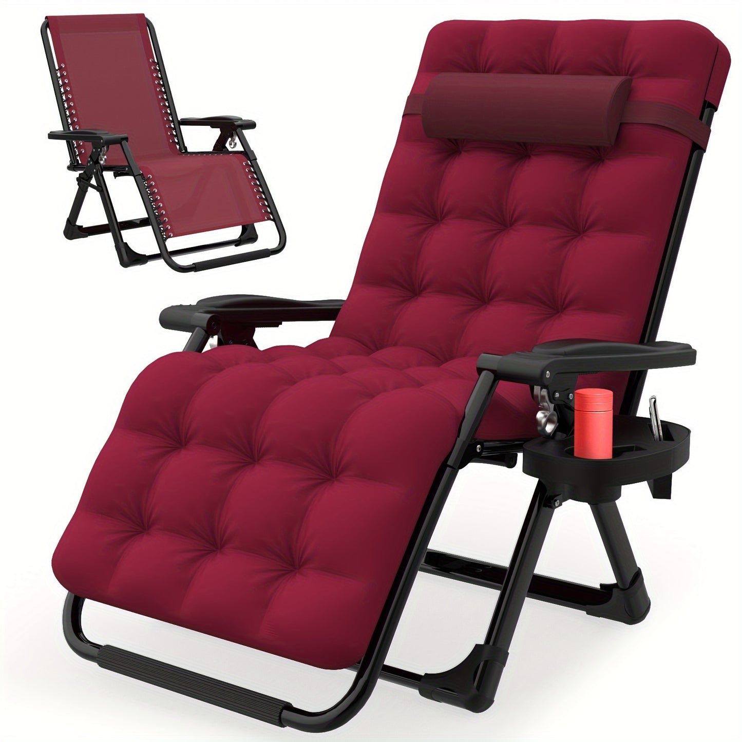 Zero Gravity Chair Outdoor Recliner – 440LBS Capacity, 4-Inch Thick Cushion, Upgraded Aluminum Lock, Cup Holder & Headrest, Breathable Mesh, Foldable Patio Lounge Chair for Backyard & Lawn (5 Colors)