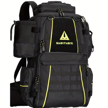 Large Fishing Tackle Bag with 4 Tackle Boxes – 43L Backpack with Rod Holder, Detachable Waist Pack & Gear Storage for Men Women | Black, Khaki & Camo