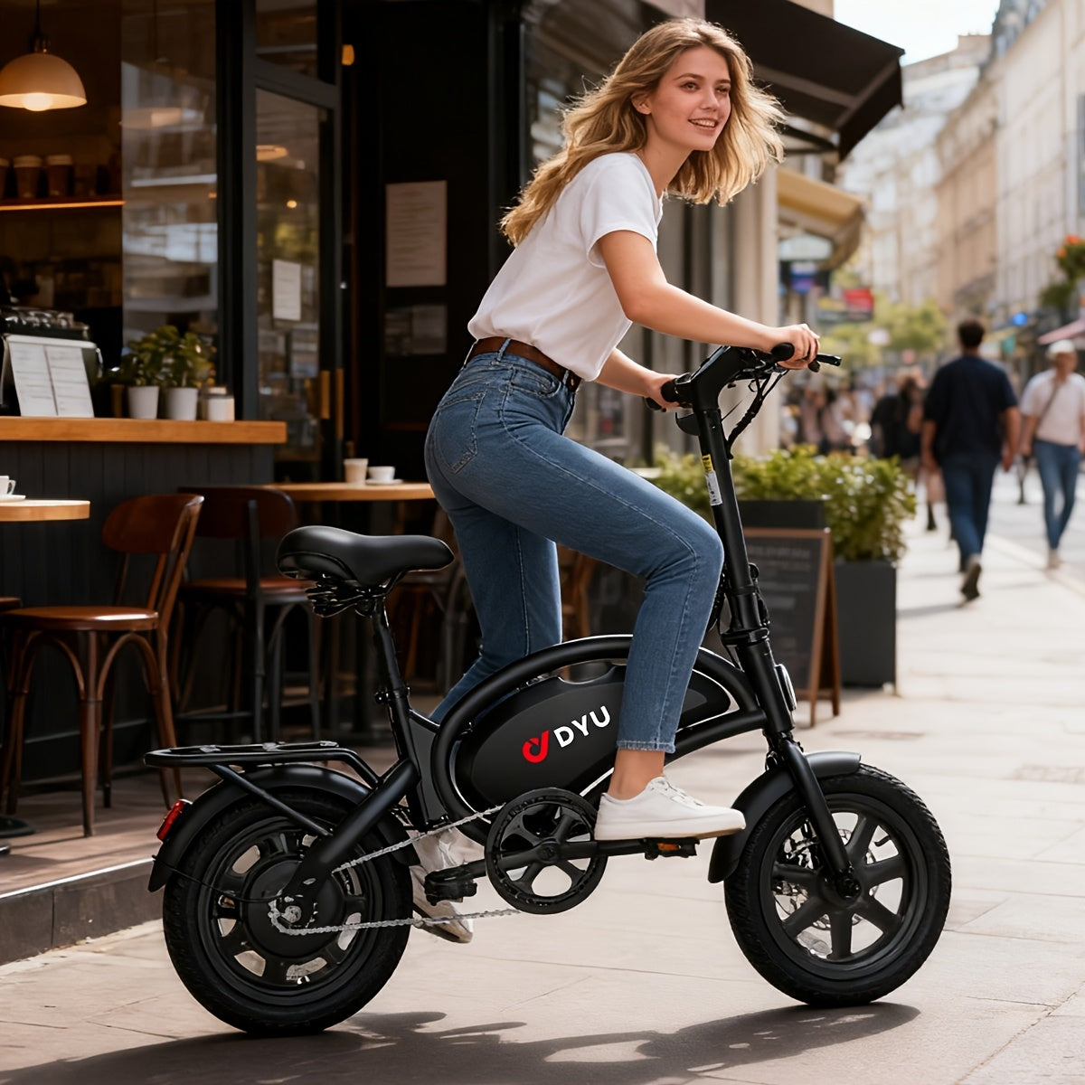 Folding Electric Bike for Adults 500W Motor 36V 7.8Ah Lithium Battery, 14-Inch Portable Foldable Ebike with LCD Display, 19.9MPH Max Speed, Compact Urban Commuter & Outdoor Cycling Electric Bicycle