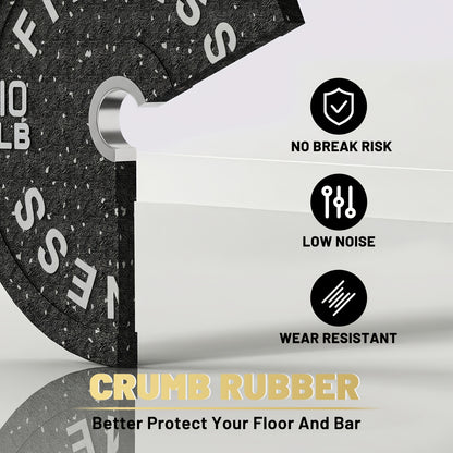 Bumper Plates Colored Rubber Weight Plates – 2-Inch Olympic Barbell Plates for Weightlifting & Strength Training, High Bounce Floor Protection, Low Odor, Non-Slip Surface, Home Gym & Commercial Gym