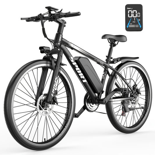 Electric Mountain Bike 750W 48V 25MPH, 7-Speed Off-Road E-Bike with Disc Brakes & Lights, Unisex