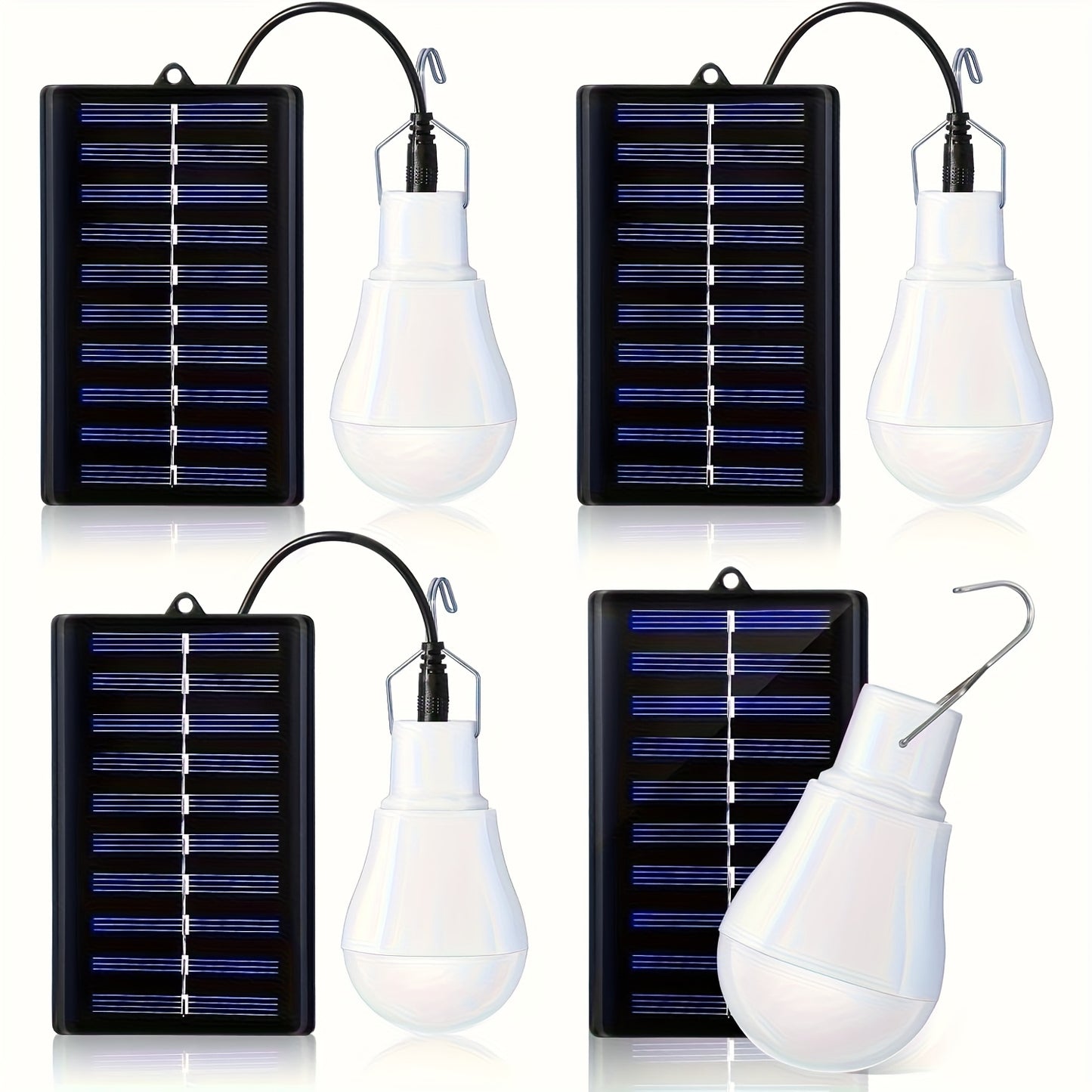 Outdoor Solar Light Bulb with 3.5M Cable – 110 Lumen 12 LED, 800mAh Rechargeable, 6000K Daylight, Portable Hanging Lamp for Garden, Yard, Garage, Chicken Coop & Tent Camping, 2/4 Pack