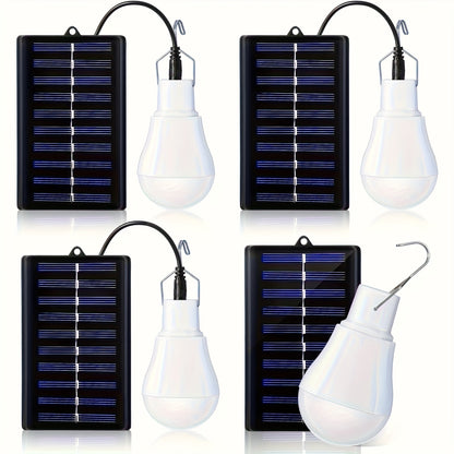 Outdoor Solar Light Bulb with 3.5M Cable – 110 Lumen 12 LED, 800mAh Rechargeable, 6000K Daylight, Portable Hanging Lamp for Garden, Yard, Garage, Chicken Coop & Tent Camping, 2/4 Pack