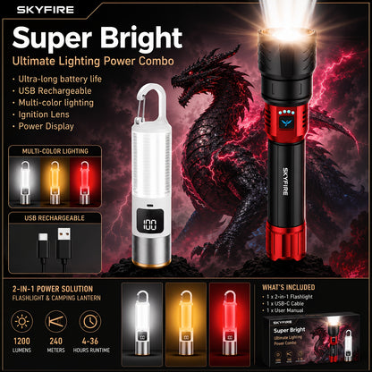 High Lumen LED Flashlight Zoomable 4 Modes Rechargeable Cycling Light for Camping Outdoor Household Use