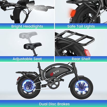 Folding Electric Bike 500W for Adults – 19.9MPH 25-Mile Range Commuter E-Bike with 36V 7.8Ah Removable Battery, LCD Display, Multi-Shock Absorption & Lightweight Durable Frame