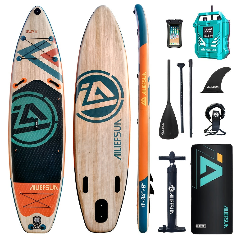 Inflatable Stand Up Paddle Board 11'6" x 35" x 6" – Stable Wide Non-Slip SUP with Fishing Accessories for Adults Youth, Optional Electric Pump