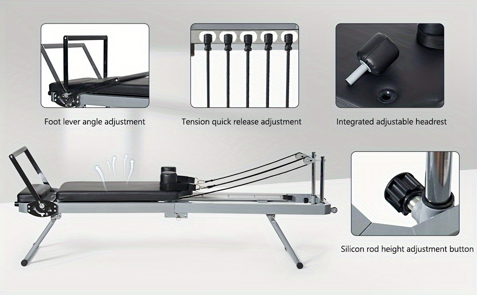 Pilates Reformer Machine for Home Gym – Foldable Pilates Equipment with Adjustable Resistance Springs, 11-Level Intensity, Smooth Sliding Rails, 330 lbs Capacity for Beginners & Advanced
