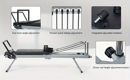 Pilates Reformer Machine for Home Gym – Foldable Pilates Equipment with Adjustable Resistance Springs, 11-Level Intensity, Smooth Sliding Rails, 330 lbs Capacity for Beginners & Advanced