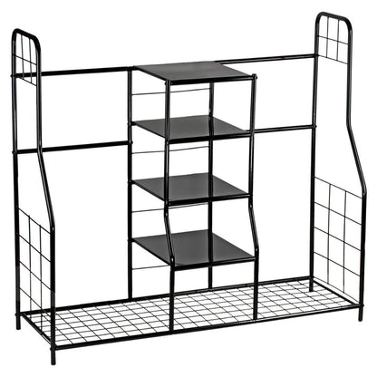 Golf Bag Storage Rack Organizer Steel Dual Bag Holder with 4 Shelves for Clubs Balls Shoes Accessories Garage Basement Home Golf Equipment Organizer Heavy Duty