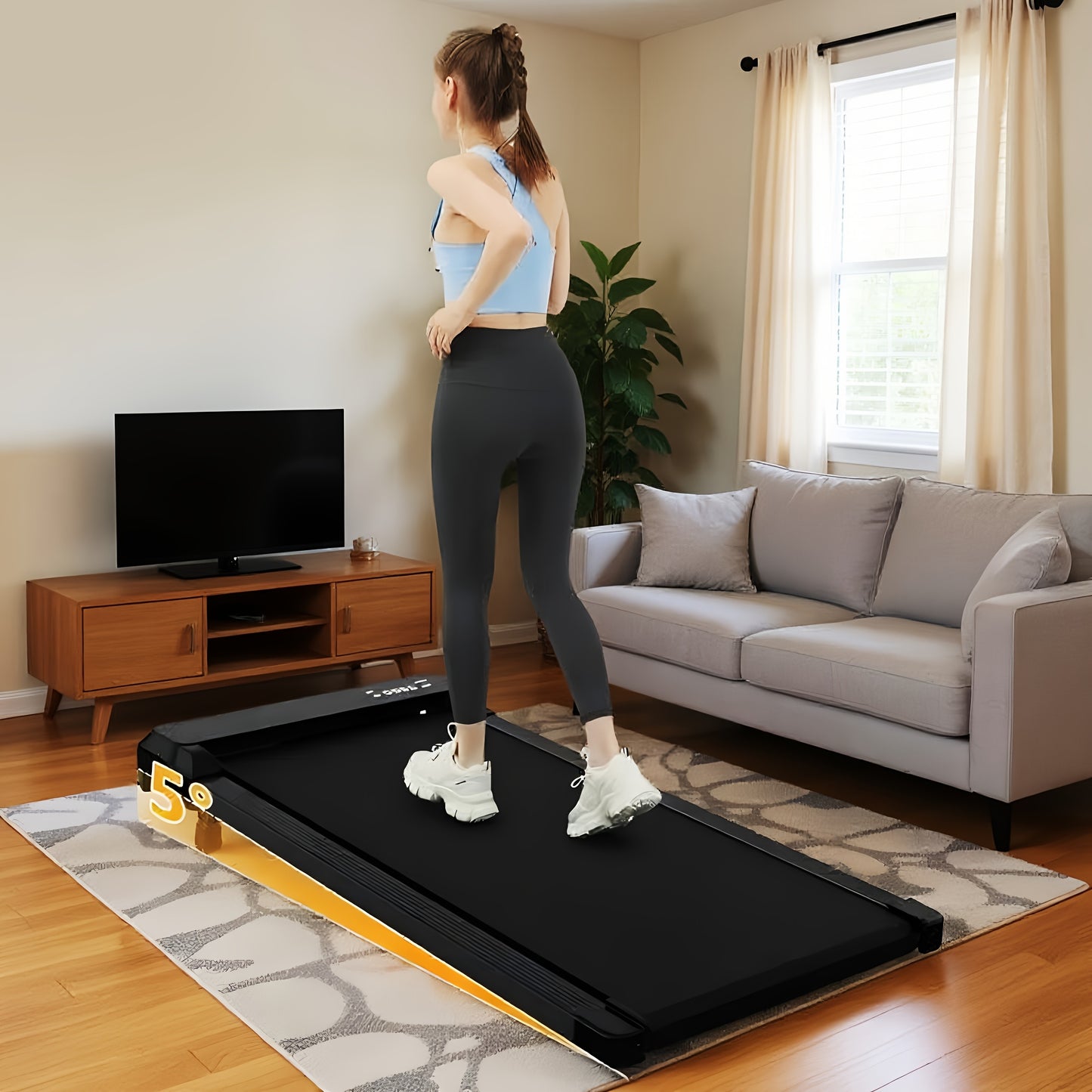 Under Desk Treadmill Walking Pad 4-in-1 for Walking & Jogging – Portable Home Office Treadmill with LED Display, Incline & Remote Control, Quiet Motor, Available in White & Black