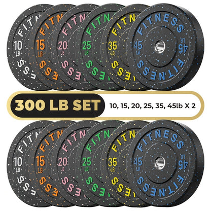 Bumper Plates Colored Rubber Weight Plates – 2-Inch Olympic Barbell Plates for Weightlifting & Strength Training, High Bounce Floor Protection, Low Odor, Non-Slip Surface, Home Gym & Commercial Gym