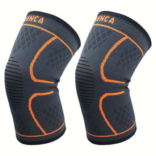 Compression Knee Sleeve 2 Pack for Men Women Breathable Non-Slip Silicone Strip Knee Support High Elasticity Running Exercise High Intensity Sports Copper Beige Pink Orange M XL XXL XXXL