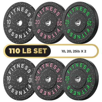 Bumper Plates Colored Rubber Weight Plates – 2-Inch Olympic Barbell Plates for Weightlifting & Strength Training, High Bounce Floor Protection, Low Odor, Non-Slip Surface, Home Gym & Commercial Gym