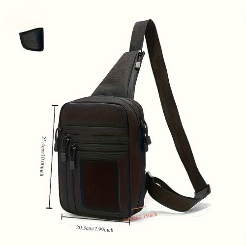 CCW Shoulder Bag Tactical Concealed Carry Bag for Men with Chest Holster Multiple Compartments EDC Sling Bag for Daily Use Shooting Range Hiking Outdoor Activities Black